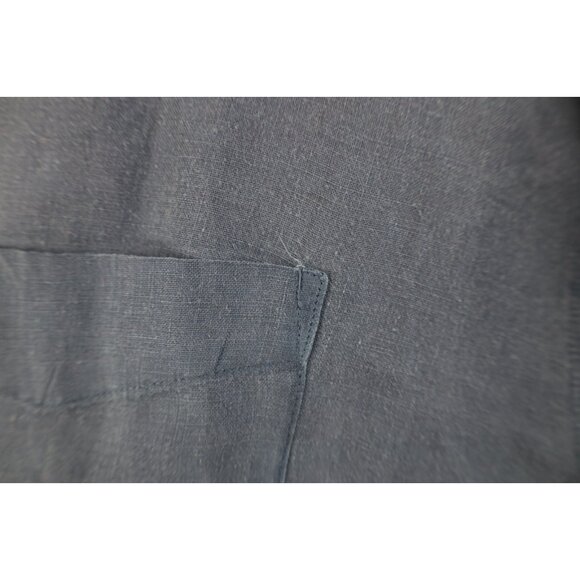 Vtg 80s 90s Banana Republic Mens L Baggy Irish Linen Collared Button Shirt Blue - Picture 4 of 12